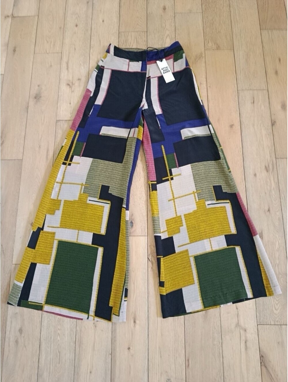 Attic and Barn Silk Wide Leg Trousers Womens 40 US 4 NWT Printed Flowy